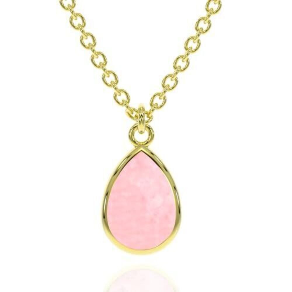 1672 Pink Opal Necklace , Premium Gold Pear Drop Necklaces - Tarnish Free